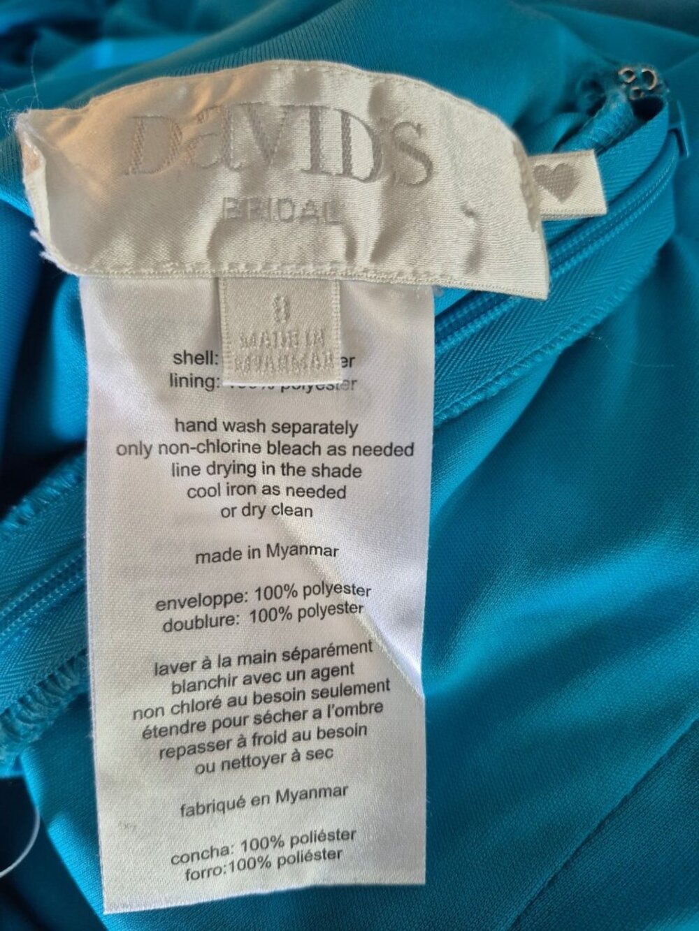 David's Bridal One Shoulder Malibu Blue Maxi Dress Size M - Picture 9 of 9
